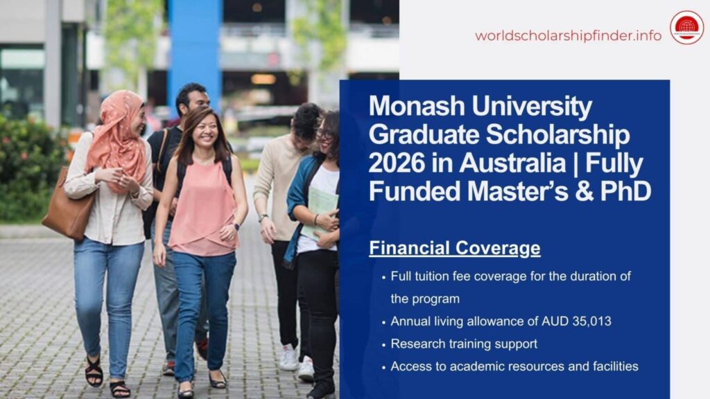 Get paid AUD $37,145 to study in Australia with Monash Graduate Scholarship